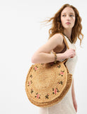 Accessorize straw beach bag with embroidered flowers - British product