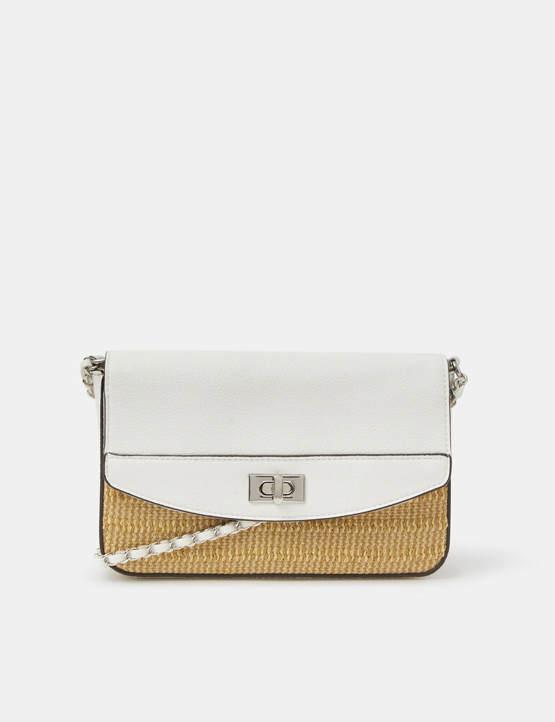 Accessorize cross body bag in raffia fabric with twistlock (British brand)