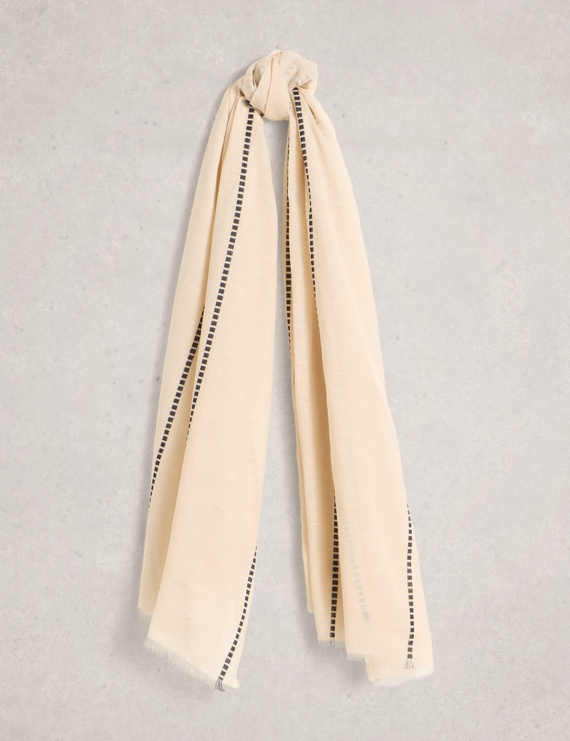 White Stuff pure cotton striped scarf, imported from the UK