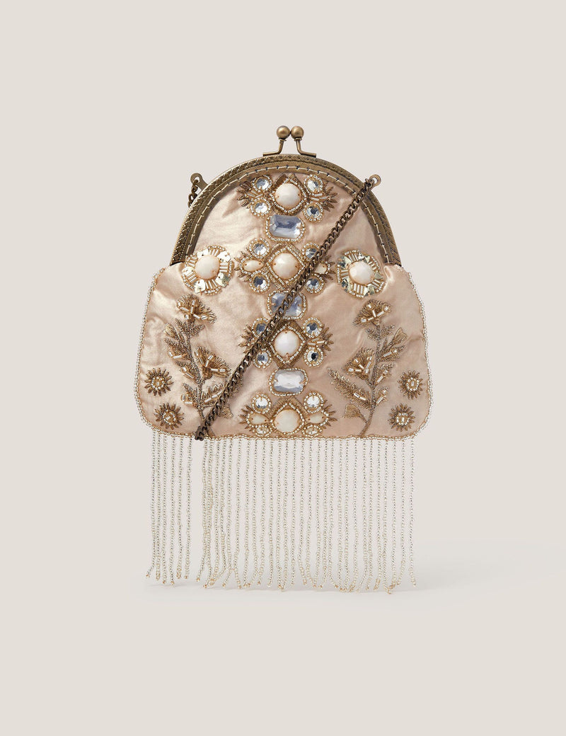Monsoon gemstone tassel purse velvet, imported from the UK