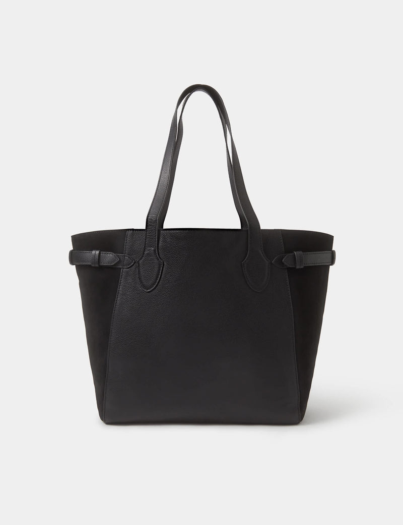 Accessorize leather tote bag with suede side panels and adjustable size (British brand)