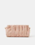 Accessorize faux suede ruched chain strap clutch bag (British brand)