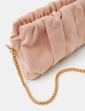 Accessorize faux suede ruched chain strap clutch bag (British brand)