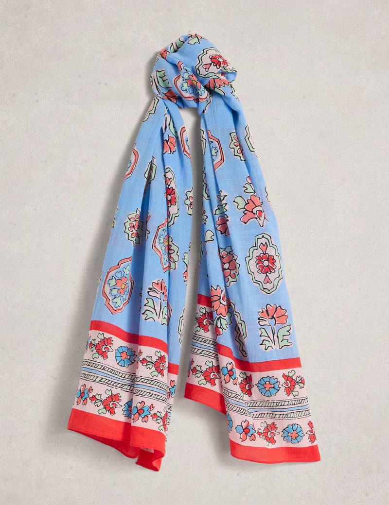 White Stuff cotton blend printed scarf, UK version