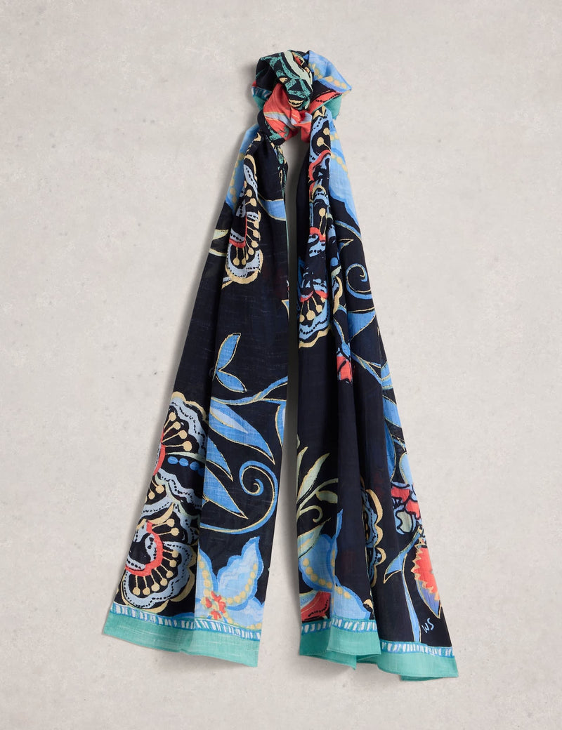White Stuff cotton blend printed scarf, UK version