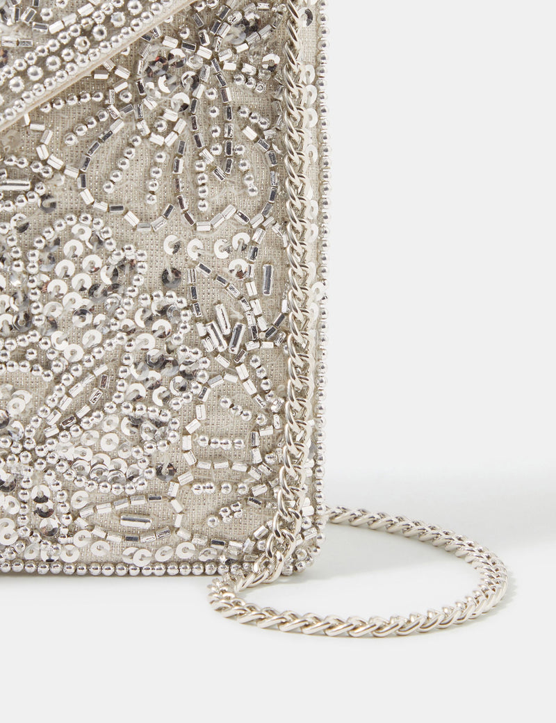 Accessorize embellished chain strap clutch bag, UK version