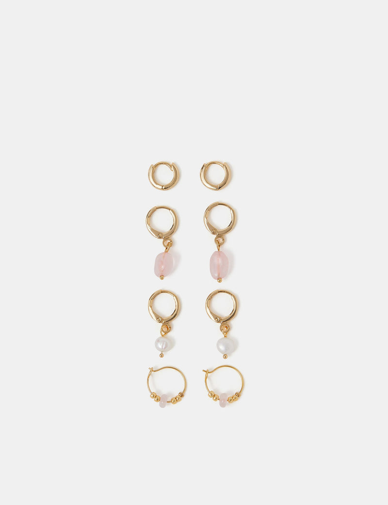 Accessorize 4 pack gold plated hoop earrings set, imported from the UK