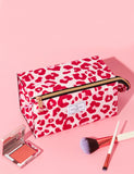 Flat Lay Co. pink leopard makeup box bag, imported from the UK