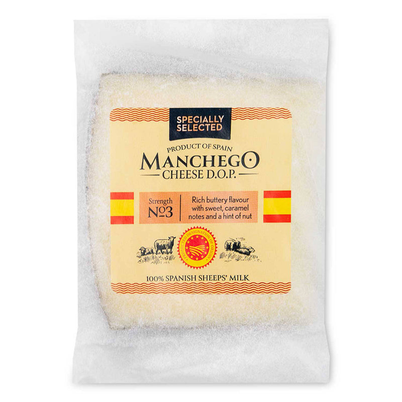 Manchego D.O.P. full-fat hard cheese (British brand)