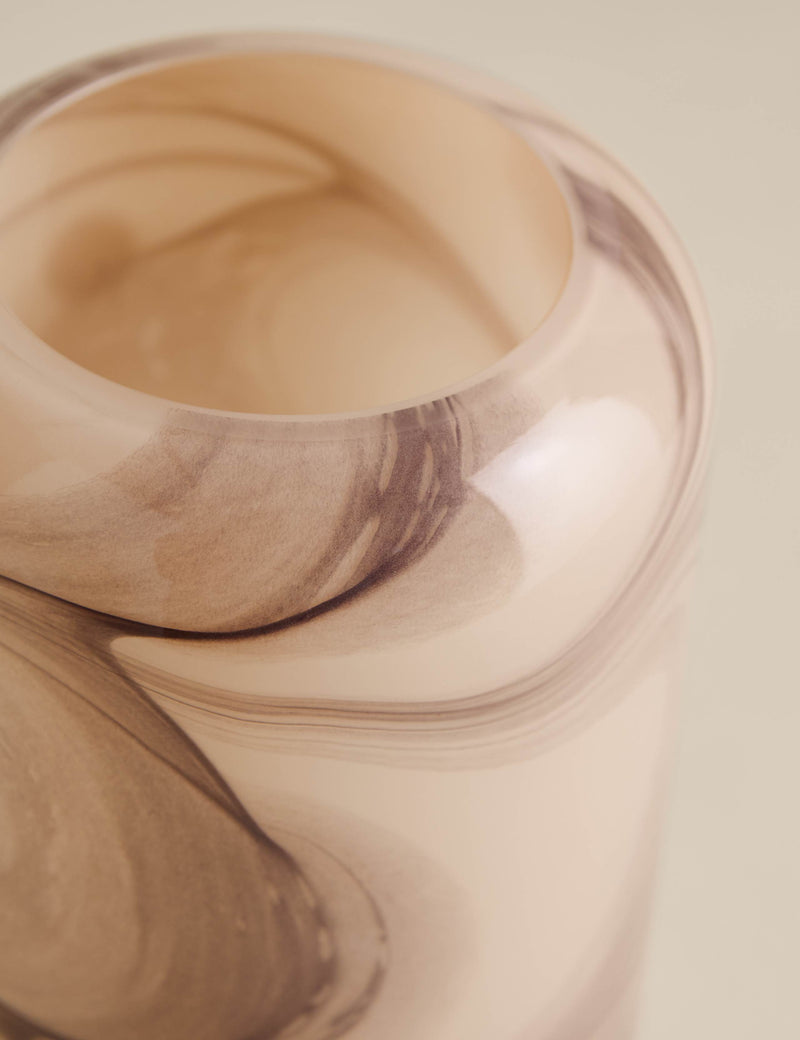 Marble effect glass cylinder vase 25cm - British product