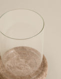 Marble hurricane candle holder with clear glass cylinder, UK version