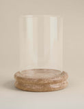 Marble hurricane candle holder with clear glass cylinder, UK version