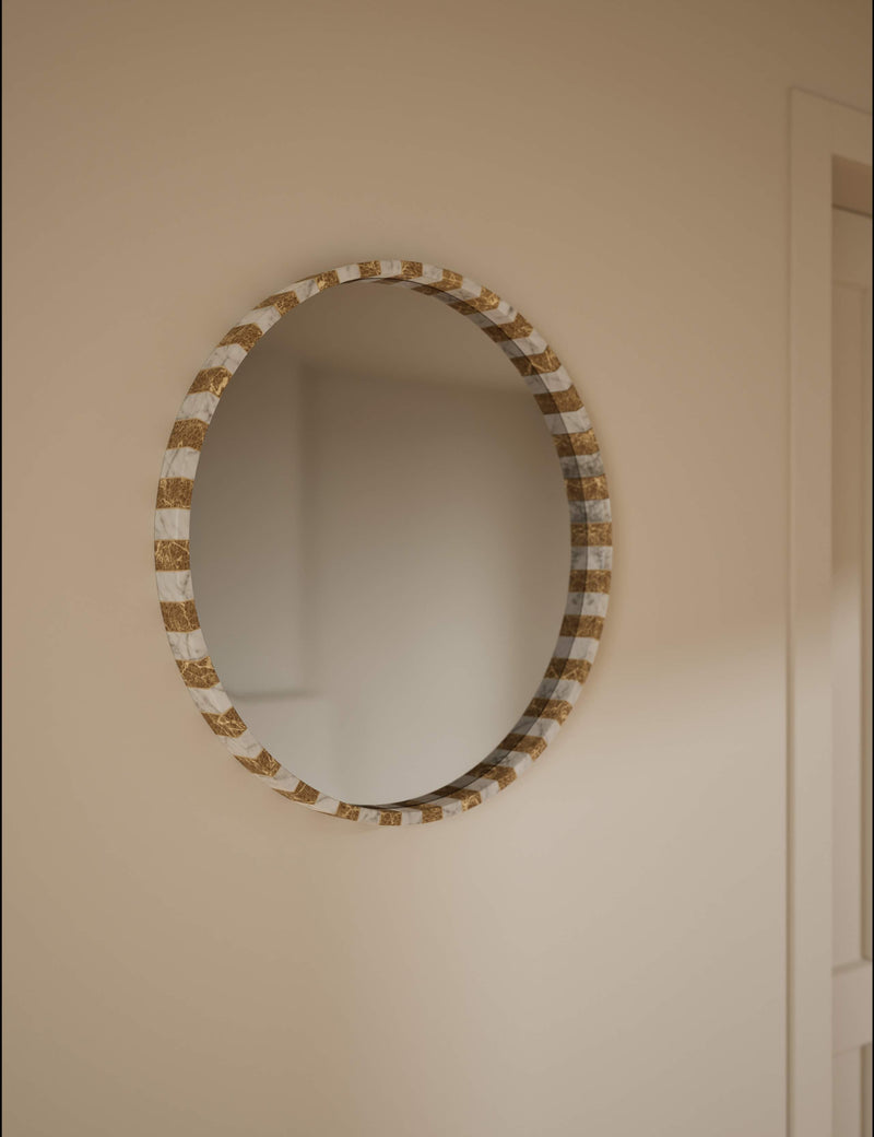 Round marble wall mirror 65cm diameter, imported from the UK