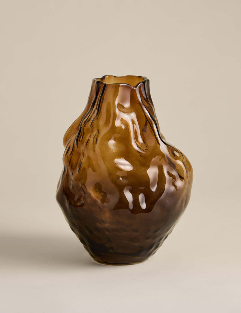Irregular smoked glass vase medium, imported from the UK