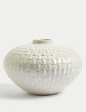 White Scallop Textured Vase 21cm, imported from the UK