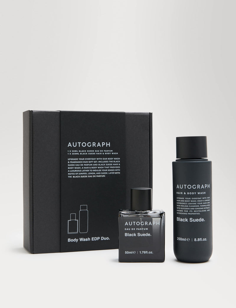 Autograph men's body wash and perfume gift set Black Suede, imported from the UK