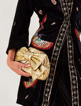 M&S Monsoon Metallic Bow Clutch Bag- Buy online at McGrocer