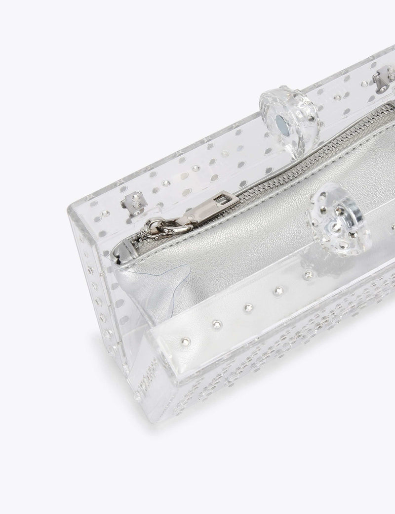 Carvela diamante chain strap clutch bag clear perspex (British brand)