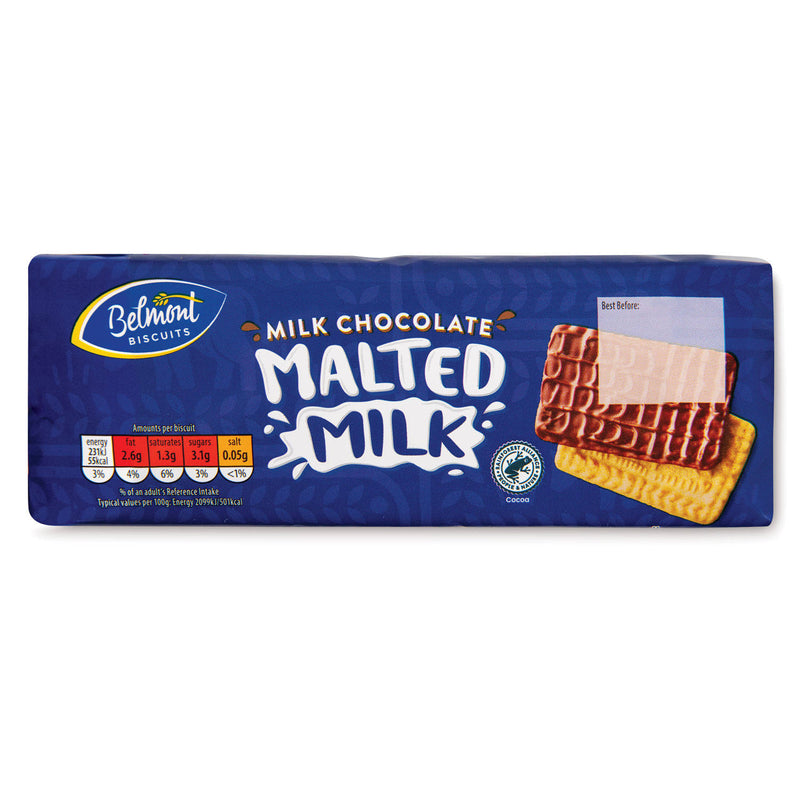 Milk chocolate malted milk biscuits, a British snack (British brand)