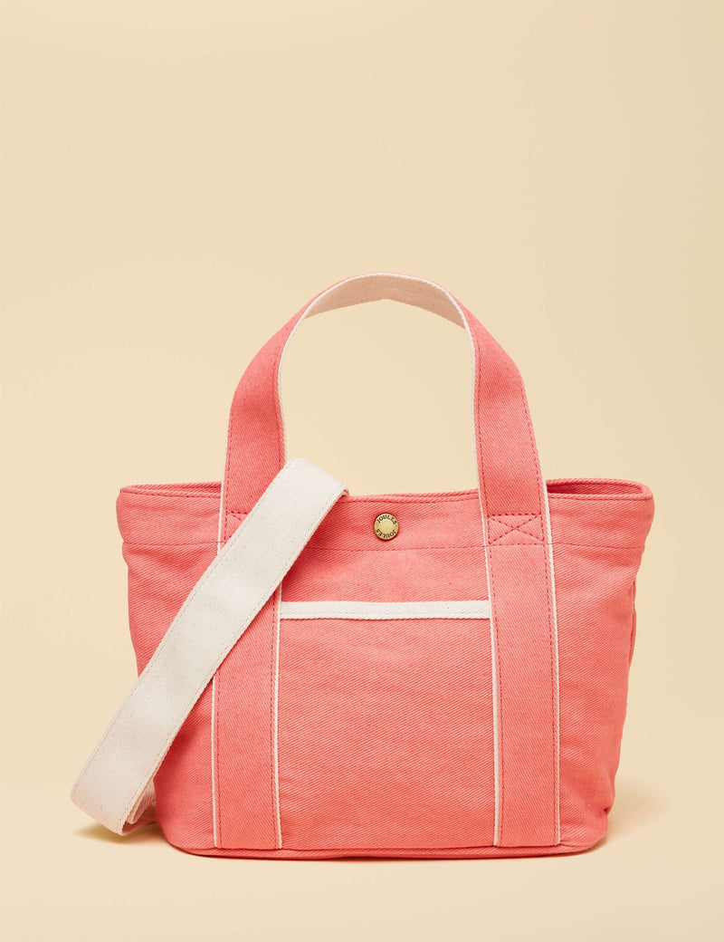 Joules mini cross body tote bag in cotton canvas, UK version