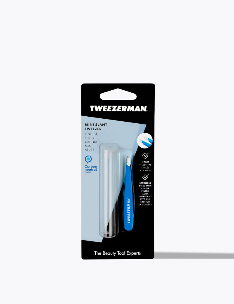 Tweezerman Mini Slant Tweezer Bahama Blue, imported from the UK