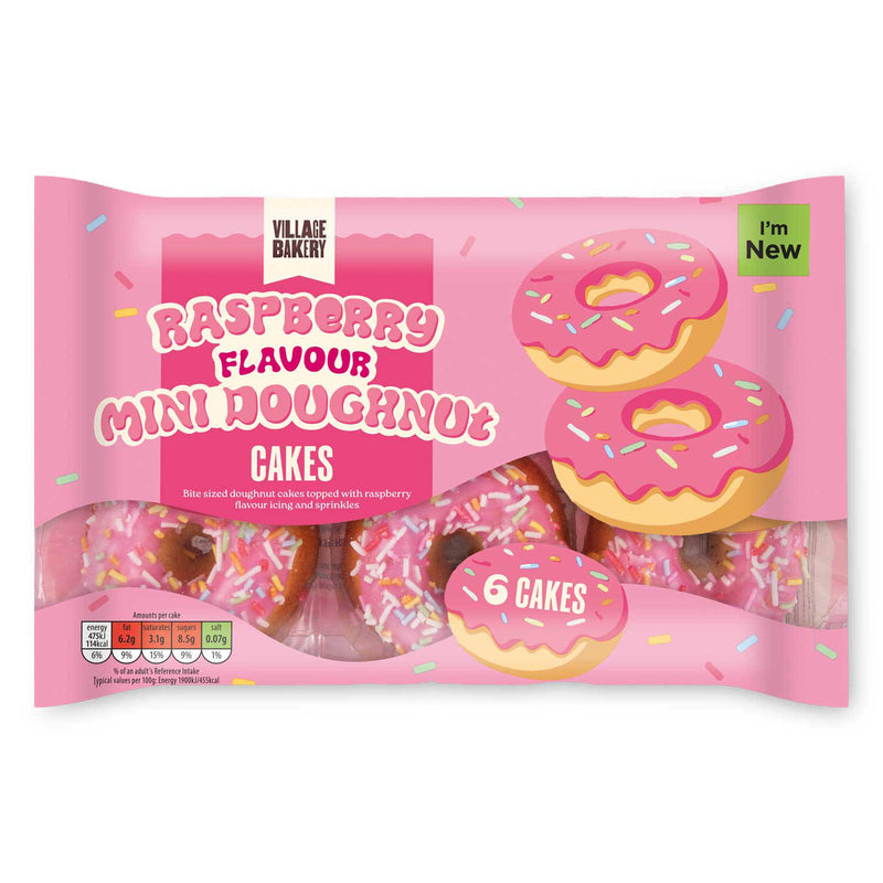 Mini doughnuts pink 150g pack of 6, imported from the UK