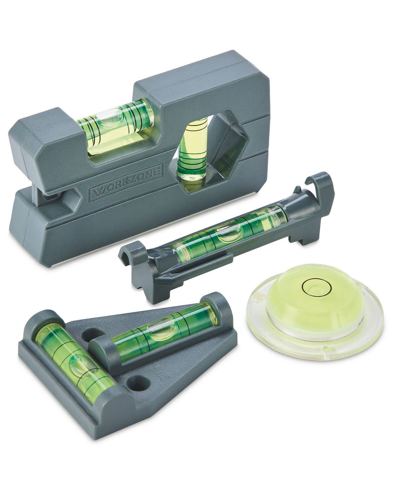 Mini spirit level set with four tools, imported from the UK