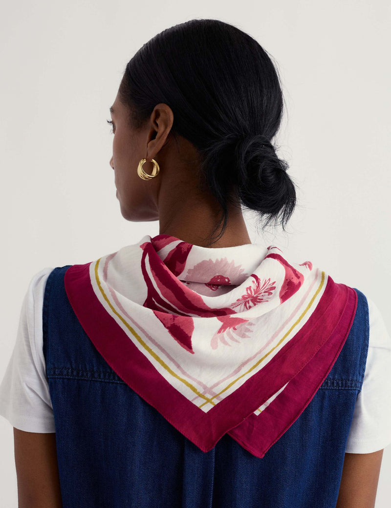 Seasalt Cornwall modal rich floral square scarf, imported from the UK