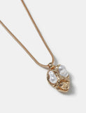 Pendant necklace with molten pearl effect and clasp fastening, UK version