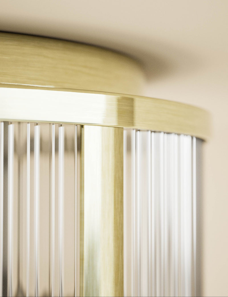Monroe Flush Light ceiling fixture satin brass, imported from the UK