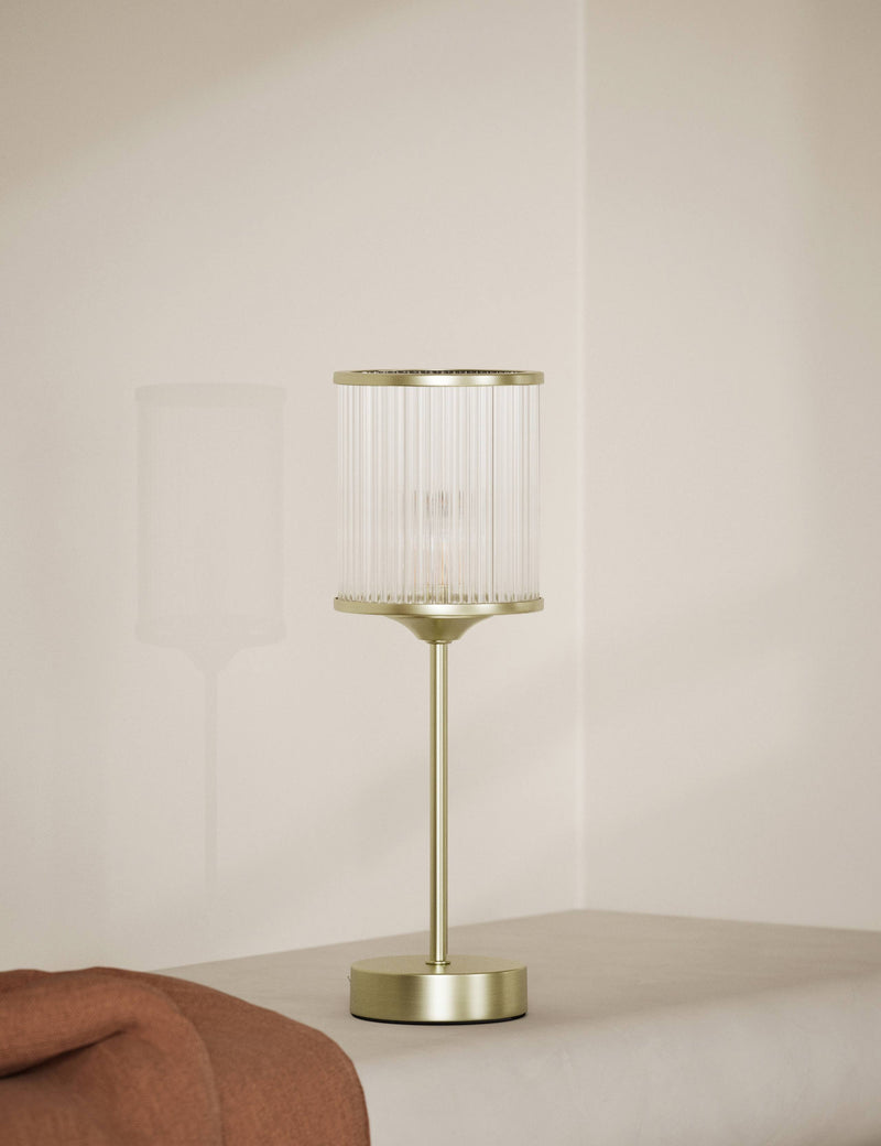 Monroe rechargeable table lamp satin brass finish - British product