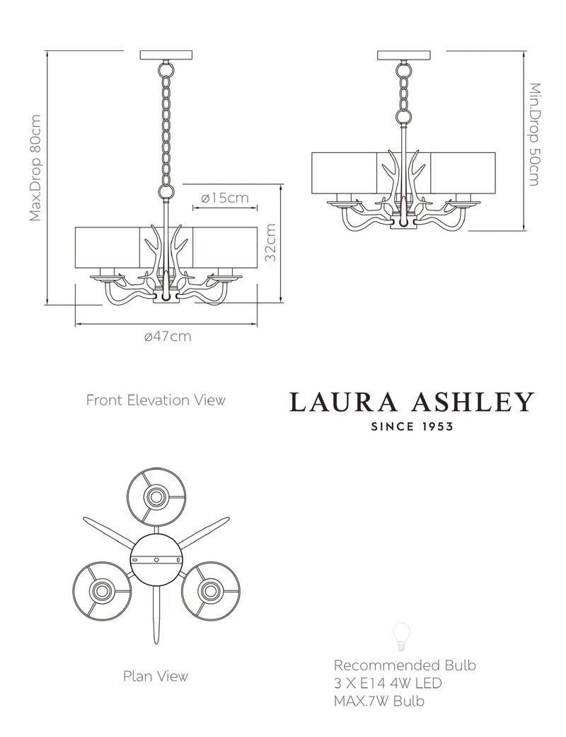 Laura Ashley Mulroy pendant light 47 cm (British brand)