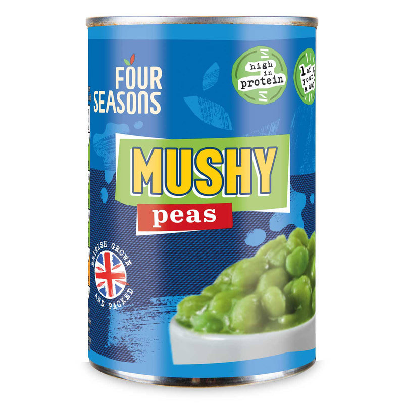 Canned mushy peas in a can (British brand)