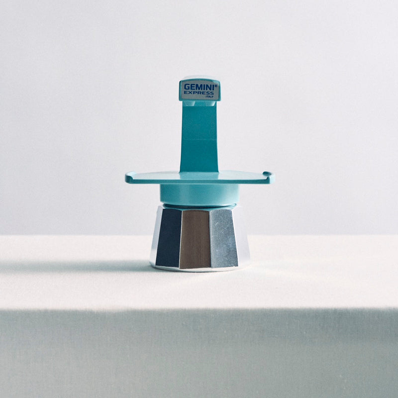 Gemini Express moka pot Sky Blue, imported from the UK