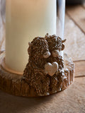 Hurricane candle holder featuring Hamish the Highland Cow, imported from the UK