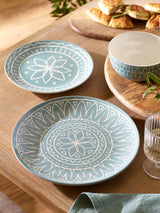 Next Teal Blue Tuscany Stoneware Dinner Set 12 Piece- Buy online at McGrocer
