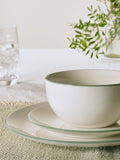 Sage green rim porcelain dinner set 12 piece, imported from the UK