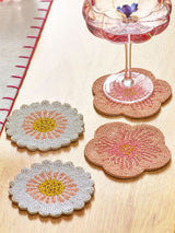 Next Set of 4 Pink Floral Beaded Coasters 10cm x 10cm- Buy online at McGrocer