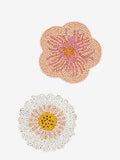 Pink floral beaded coasters set of 4 10cm x 10cm (British brand)