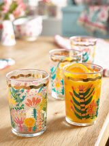 Next Lucy Tiffney Set of 4 Floral Gold Rim Tumbler Glasses- Buy online at McGrocer