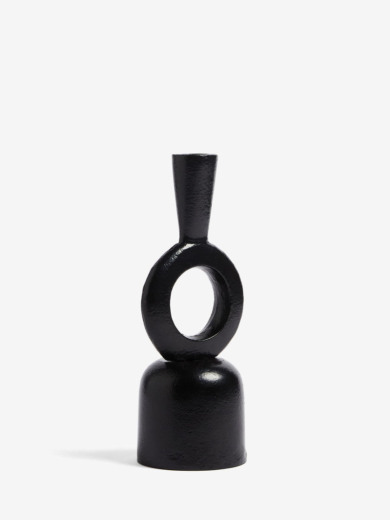 French Connection Black Rustic Taper Candle Holder 23cm - British product
