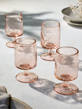 Next French Connection Set of 4 Terracotta Pink Handmade Bubble Wine Glasses- Buy online at McGrocer