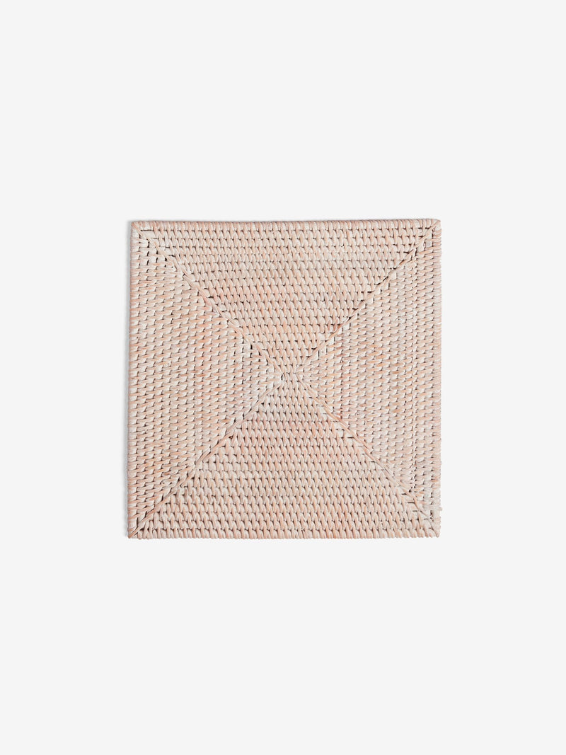 French Connection white rattan hand woven placemat 32cm x 32cm - British product