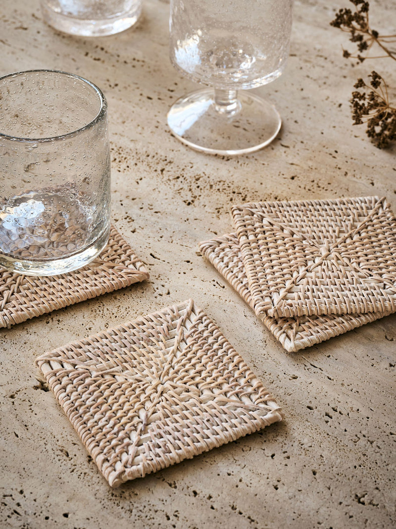 French Connection White Rattan Hand Woven Placemat 32cm x 32cm