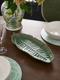 Nina Campbell green leaf shaped platter, imported from the UK