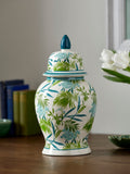 Nina Campbell Green Leaf Vase 34.5cm height, imported from the UK