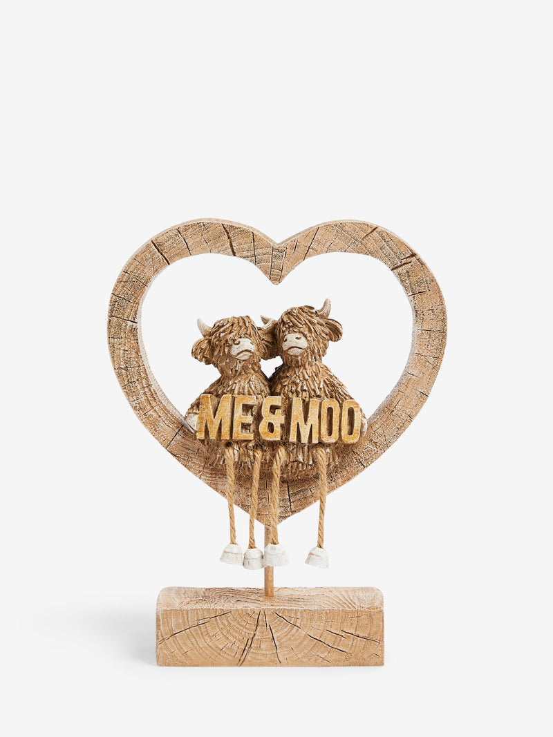Me & Moo Hamish Highland Cow brown heart ornament - British product