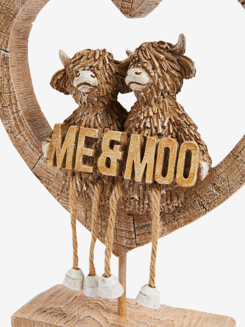 Me & Moo Hamish Highland Cow brown heart ornament - British product