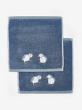 Blue Puffin blue cotton face cloths set of 2 (British brand)