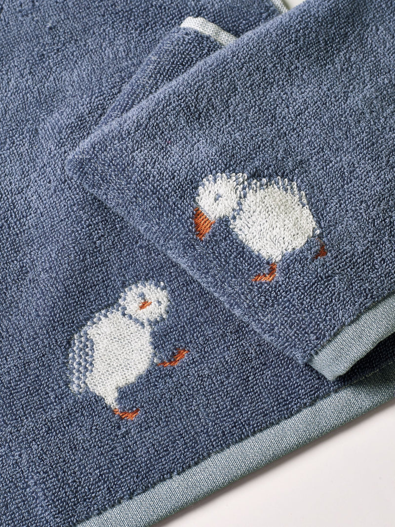 Blue Puffin blue cotton face cloths set of 2 (British brand)